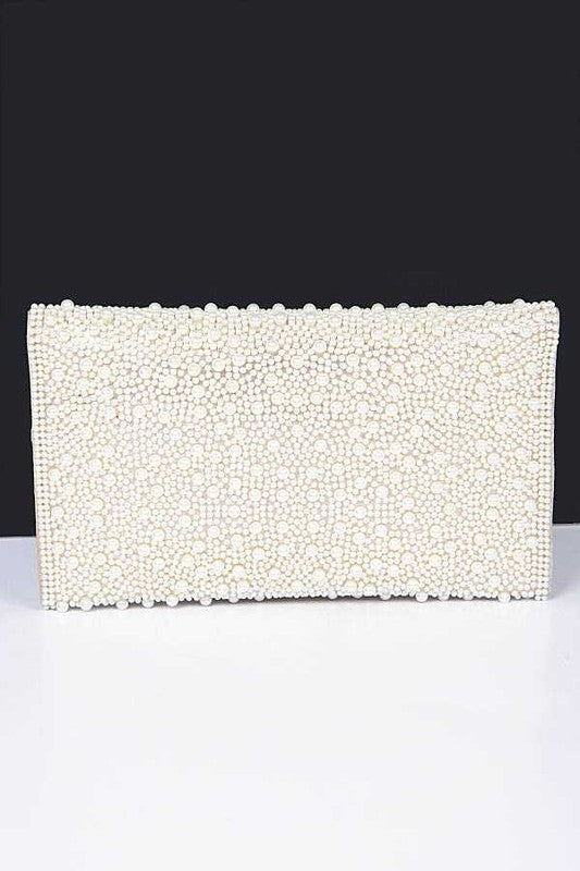 Women Pearl Studded Envelope Clutch Bag | Zarnesh