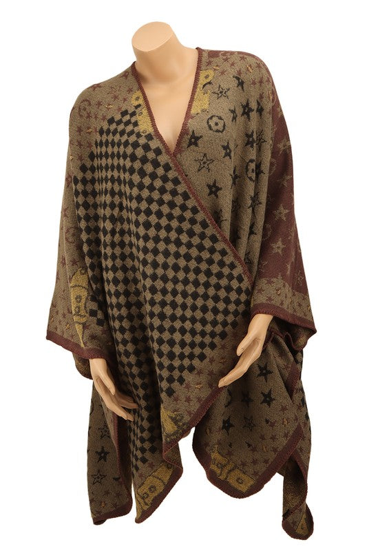 Women Geometric Pattern Poncho | Zarnesh