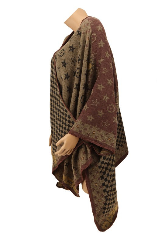 Women Geometric Pattern Poncho | Zarnesh