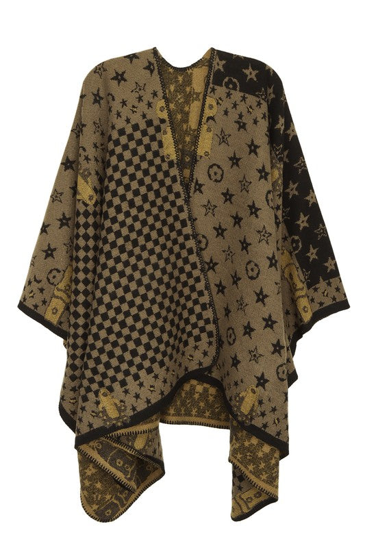 Women Geometric Pattern Poncho | Zarnesh