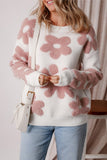 Women Flower Drop Shoulder Loose Sweater | Zarnesh
