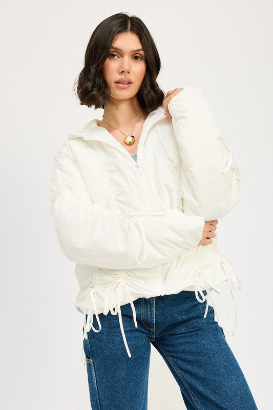 Women Ruched Puff Jacket | Zarnesh