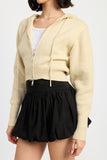 Women Stylish Collared Neck Cropped Zip Up Hoodie Zarnesh