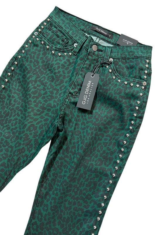 Women’s Leopard Studded Bell Bottom Jean | Zarnesh