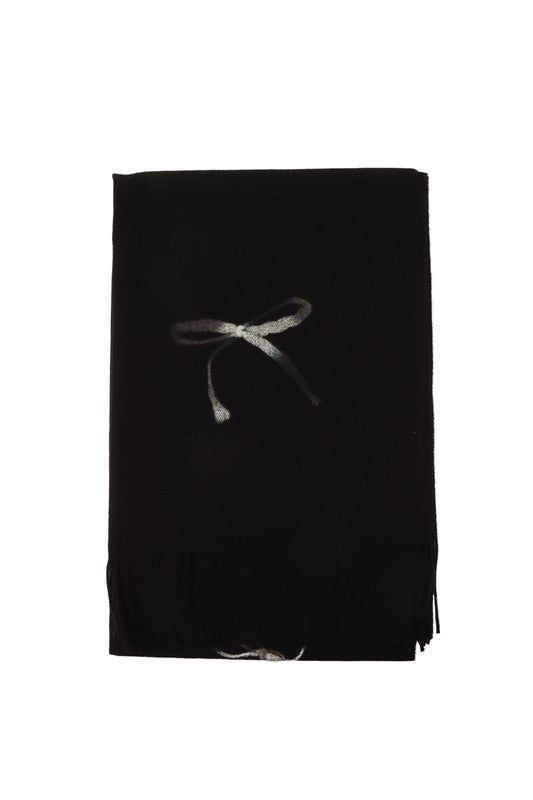 Women Ribbon Printed Accent with Fringe Scarf | Zarnesh