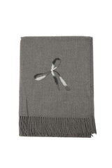 Women Ribbon Printed Accent with Fringe Scarf | Zarnesh