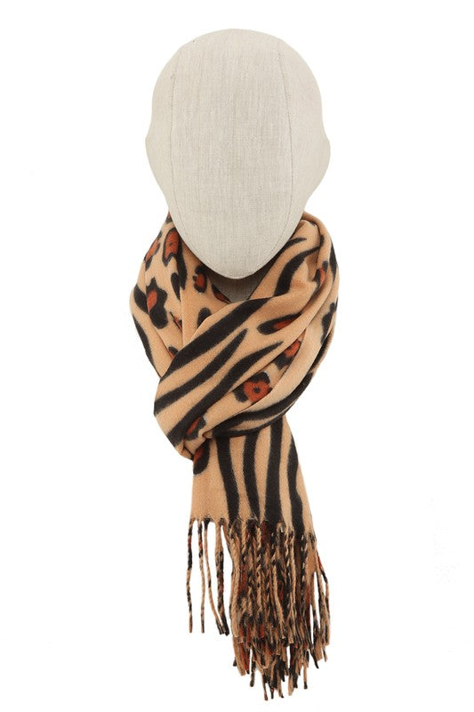 Women Leopard Printed with Fringe Scarf | Zarnesh