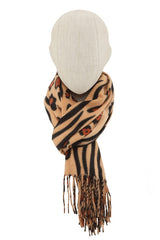 Women Leopard Printed with Fringe Scarf | Zarnesh