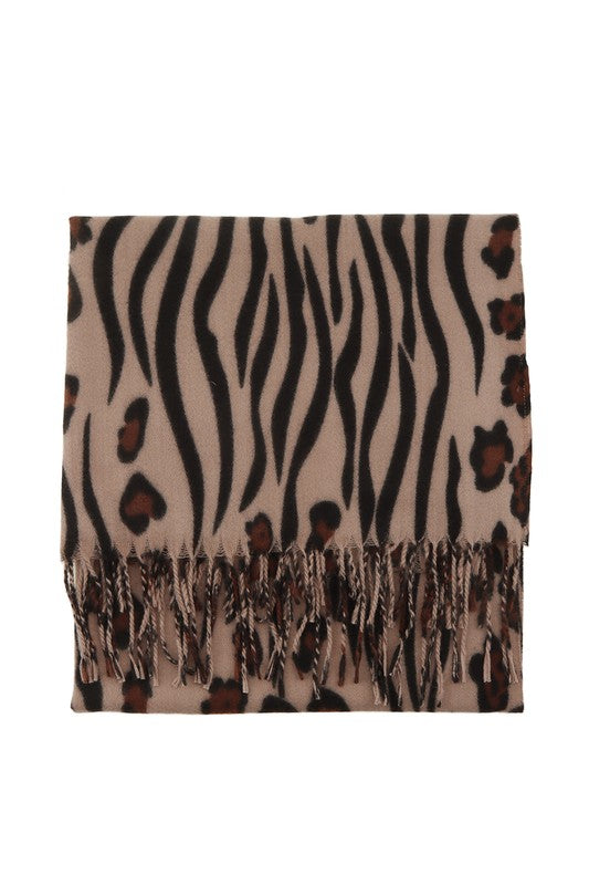 Women Leopard Printed with Fringe Scarf | Zarnesh