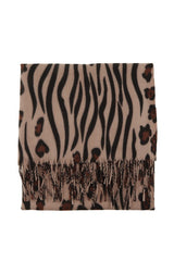 Women Leopard Printed with Fringe Scarf | Zarnesh