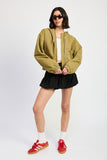 Women Vintage Washed Denim Zip Up Hoodie Jacket Zarnesh
