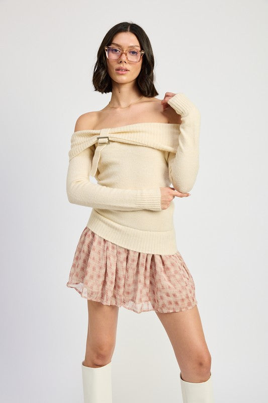 Women’s Mixed Media Off Shoulder Mini Dress | Zarnesh