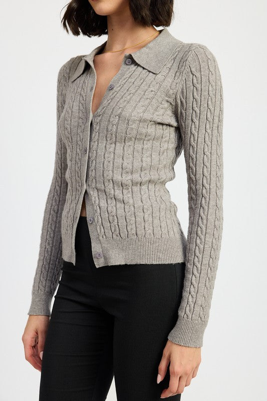 Women Cable Knit Cardigan Top | Zarnesh