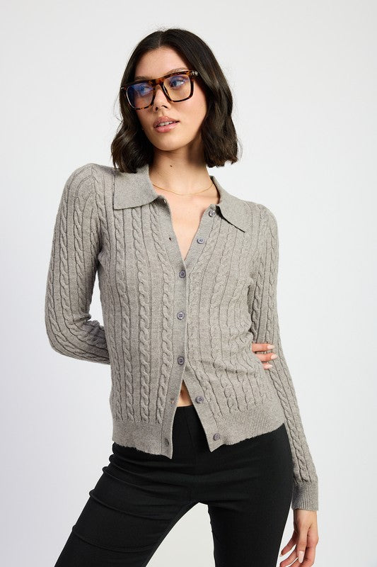 Women Cable Knit Cardigan Top | Zarnesh