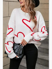 Women Cute Heart Long Sleeve Knitted Valentine Sweater Zarnesh