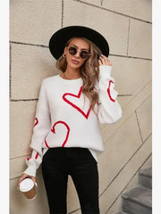 Women Cute Heart Long Sleeve Knitted Valentine Sweater Zarnesh