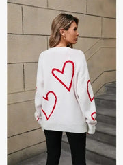 Women Cute Heart Long Sleeve Knitted Valentine Sweater Zarnesh