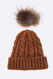 Women’s Genuine Fur Pom Cable Knit Soft Beanie | Zarnesh