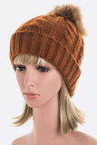 Women’s Genuine Fur Pom Cable Knit Soft Beanie | Zarnesh