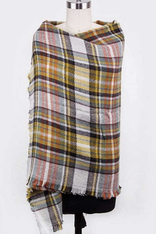 Women Large Plaid Blanket Scarf | Zarnesh