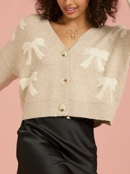 Women Over Bow Crop Cardigan | Zarnesh