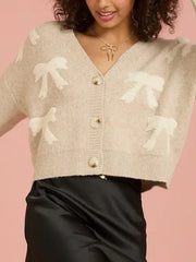 Women Over Bow Crop Cardigan | Zarnesh