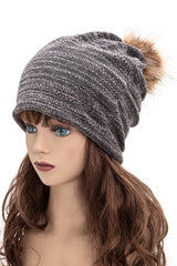 Women’s Faux Fur Pom Cotton Blend Slouchy Beanie | Zarnesh