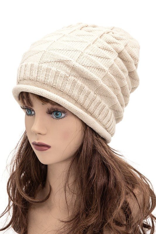 Women’s Unisex Raised Knit Slouchy Beanie | Zarnesh