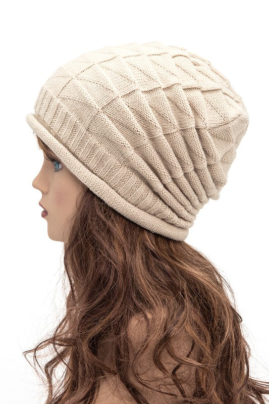 Women’s Unisex Raised Knit Slouchy Beanie | Zarnesh