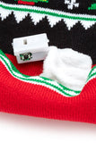 Women Double Pom Pom LED Christmas Light Up Beanies Set | Zarnesh
