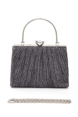 Women Diamond Clasp Top Handle Pleated Box Clutch | Zarnesh