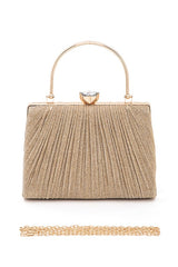 Women Diamond Clasp Top Handle Pleated Box Clutch | Zarnesh