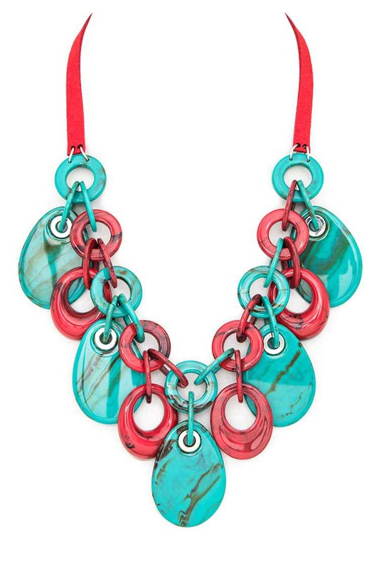 Women’s Resin Fringe Disk Statement Necklace | Zarnesh