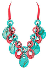 Women’s Resin Fringe Disk Statement Necklace | Zarnesh