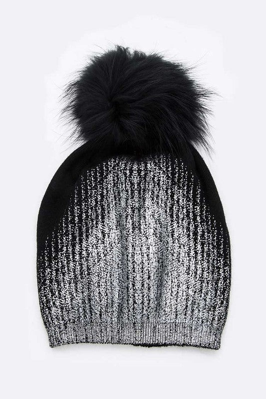 Women’s Metallic Cashmere Fur Pom Beanie | Zarnesh