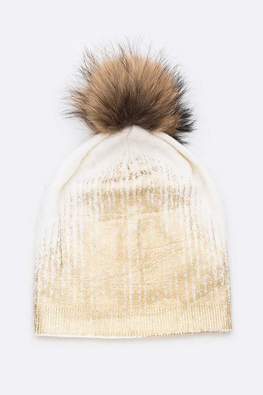 Women’s Metallic Cashmere Fur Pom Beanie | Zarnesh