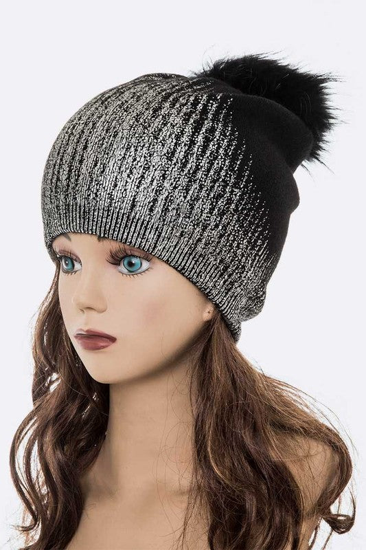 Women’s Metallic Cashmere Fur Pom Beanie | Zarnesh