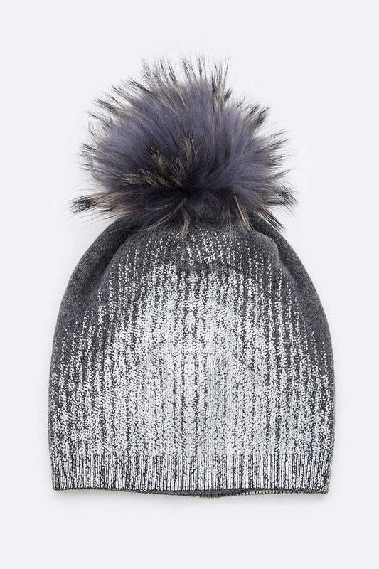 Women’s Metallic Cashmere Fur Pom Beanie | Zarnesh