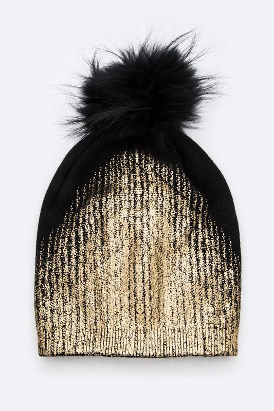 Women’s Metallic Cashmere Fur Pom Beanie | Zarnesh