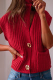 Women’s Textured Knit Side Pockets Buttoned Sweater Vest | Zarnesh
