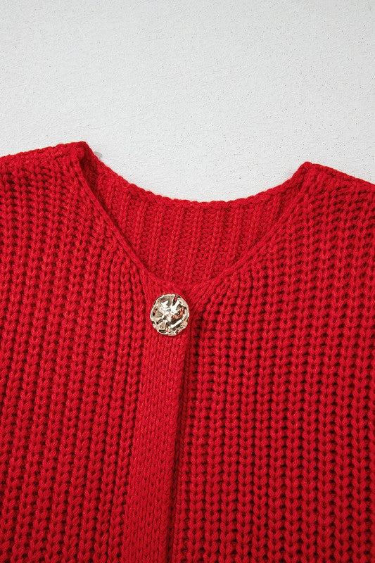 Women’s Textured Knit Side Pockets Buttoned Sweater Vest | Zarnesh