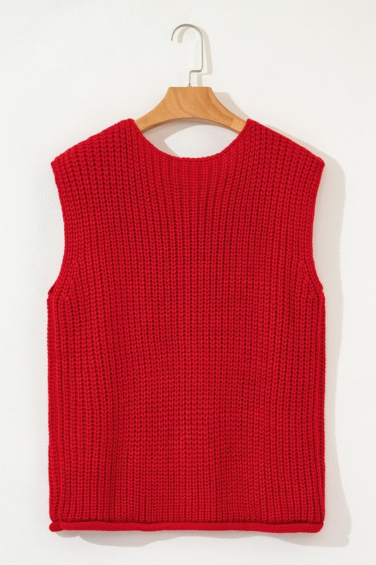 Women’s Textured Knit Side Pockets Buttoned Sweater Vest | Zarnesh