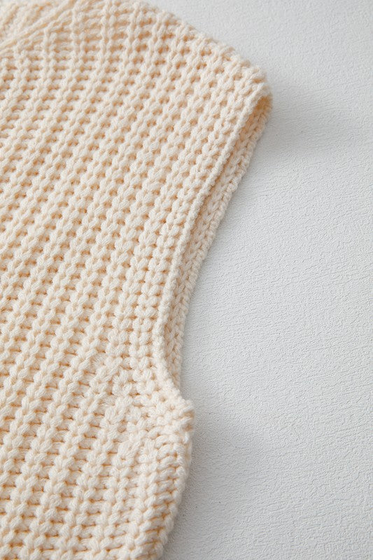 Women’s Textured Knit Side Pockets Buttoned Sweater Vest | Zarnesh