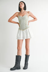 Women Spaghetti straps Sleeveless Flattering Fit Denim Dress Zarnesh