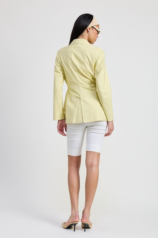 Women Tailored Fit Lined Blazer With Waist Belt Zarnesh