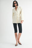 Women Tailored Fit Lined Blazer With Waist Belt Zarnesh
