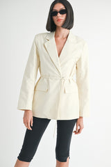 Women Tailored Fit Lined Blazer With Waist Belt Zarnesh