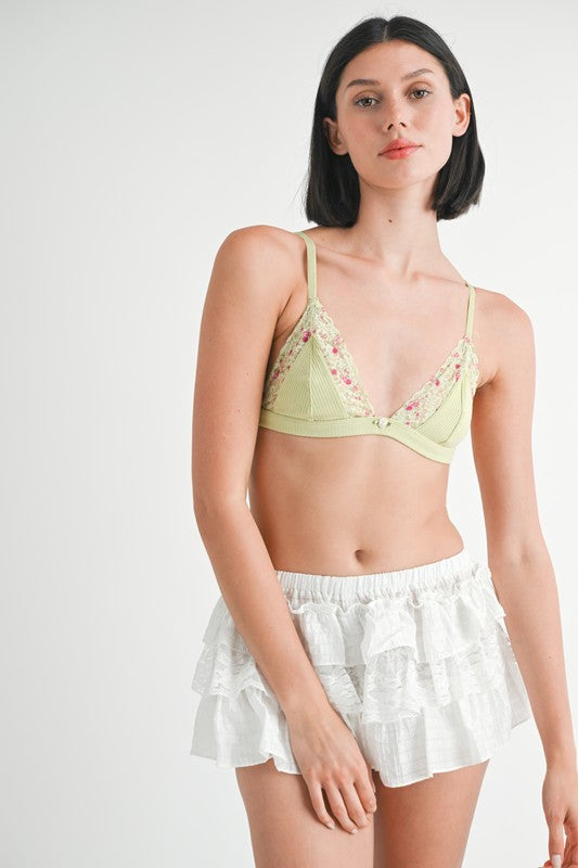 Women Rib Lace Bralette Zarnesh