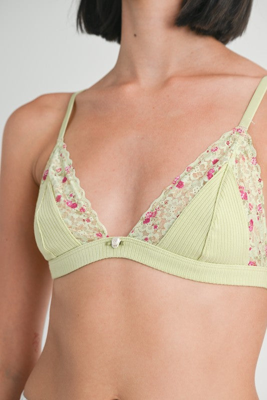 Women Rib Lace Bralette Zarnesh