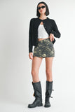 Women Wrapped Relaxed Fit Button Mini Skirt with Button Zarnesh